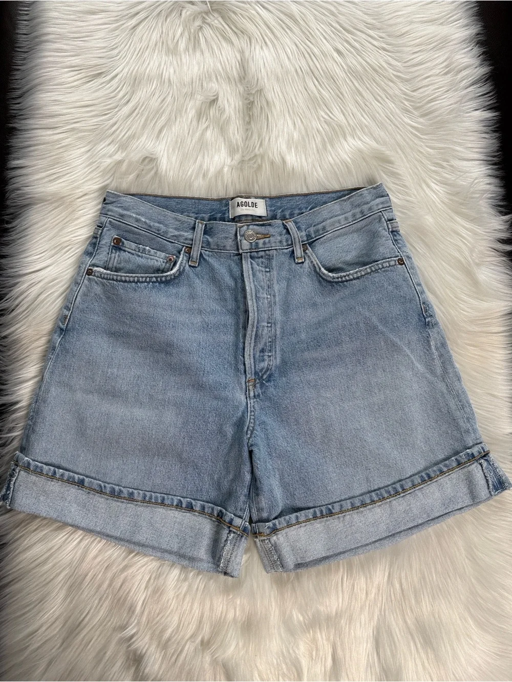 Agolde Dame High Waisted Cuffed Denim Shorts